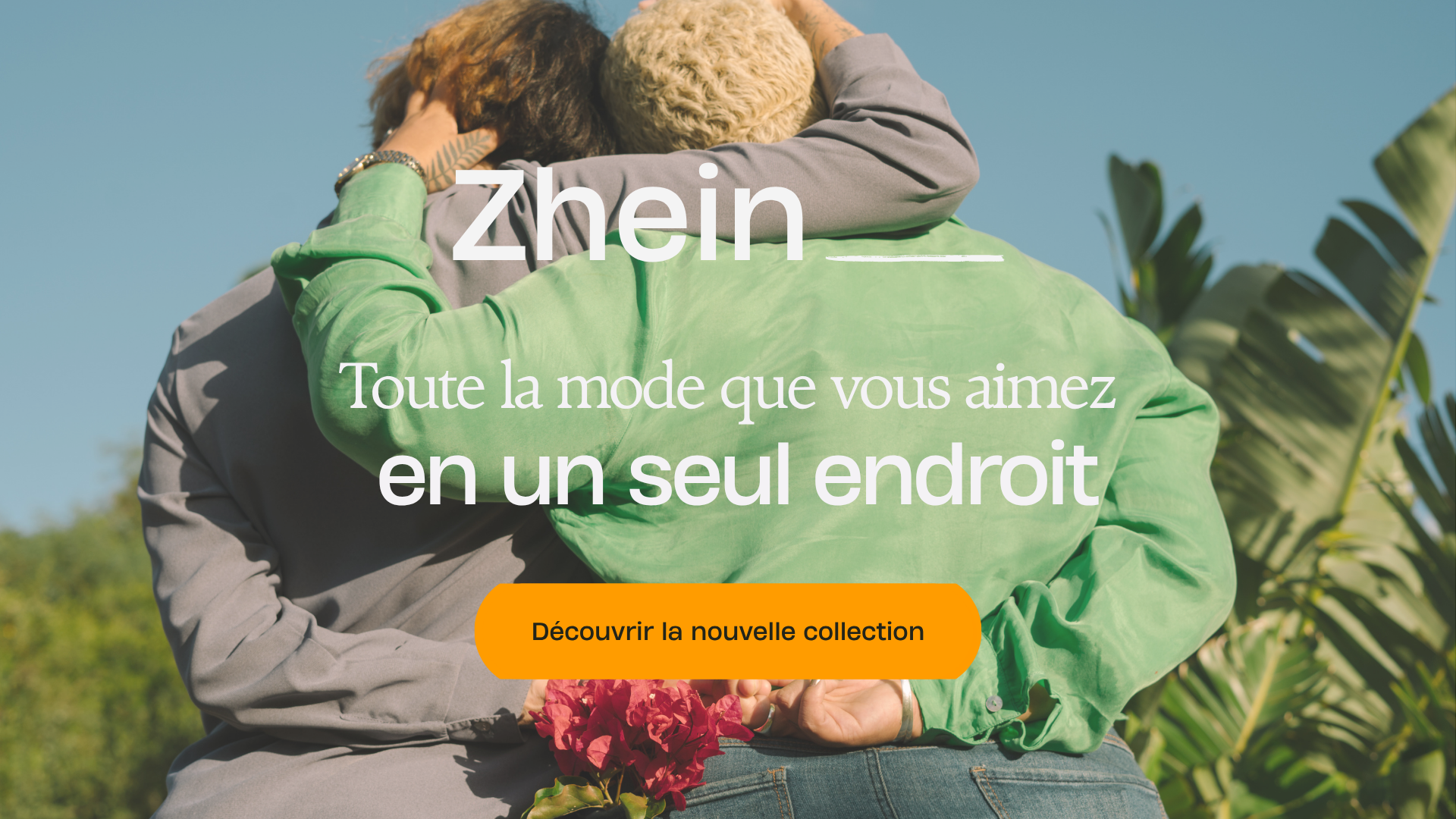 Page d'accueil du faux site de mode Zhein, avec le message « Toute la mode que vous aimez en un seul endroit »