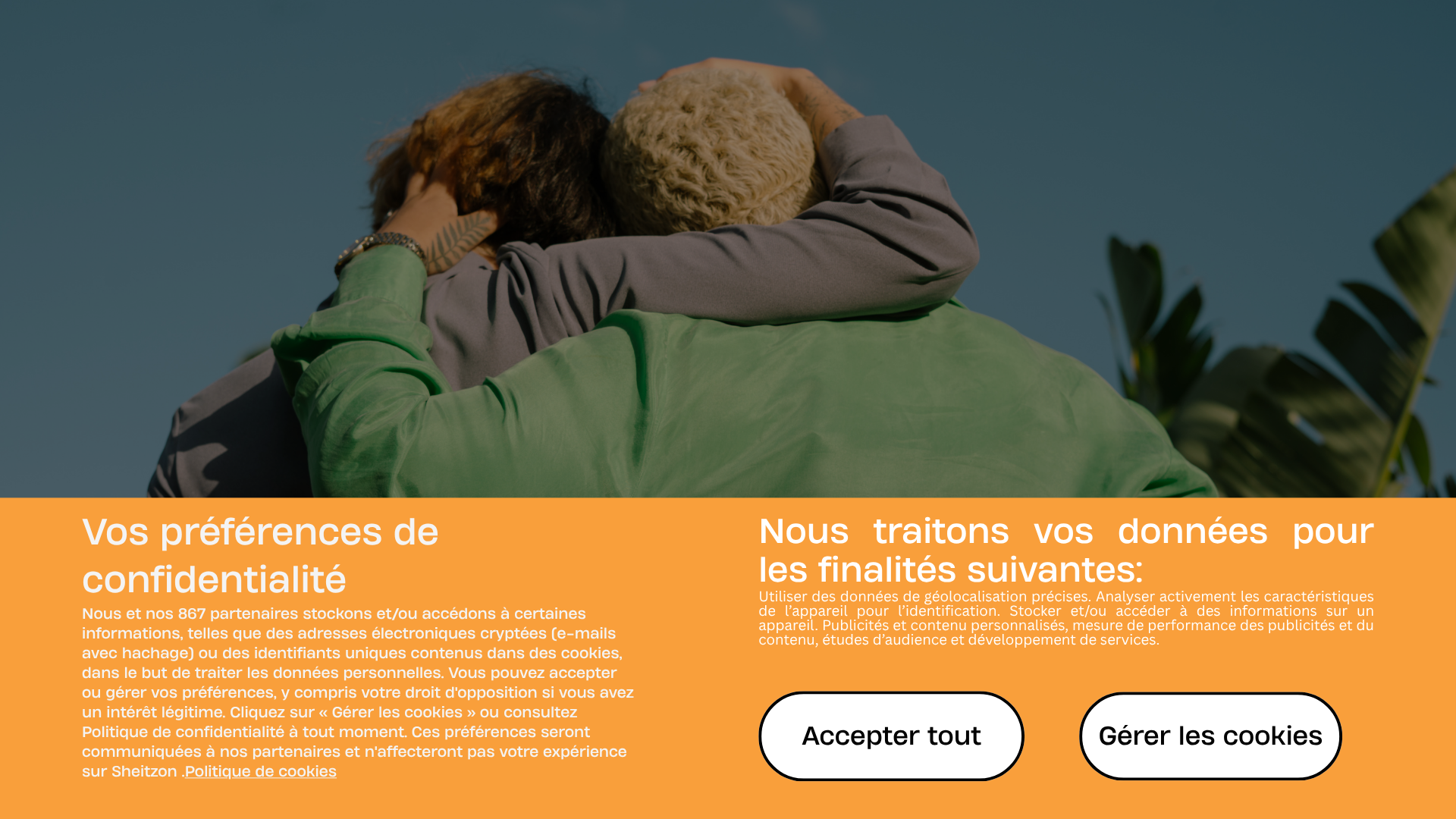 Bandeau de consentement aux cookies avec un bouton « Accepter tout » mis en évidence